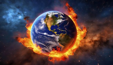 Symbolic image. Climate change, global warming, the environmental catastrophe caused by global