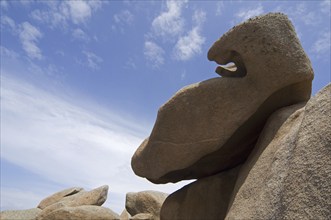 Bizarre rock formations along the Côte de granit rose, Pink Granite Coast at Ploumanac'h,