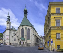 Church and town hall, Banská Štiavnica, Banskobystrický kraj, Slovakia, Europe