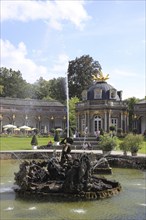 Waterworks and New Palace with Temple of the Sun at the Hermitage in Bayreuth, Upper Franconia,