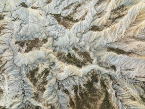 Bare ridges of eroded sandstone in the badlands of the Tabernas Desert, Europe's only true desert,