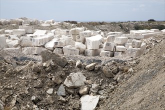 Working stone quarry, Easton, Isle of Portland, Dorset, England, UK