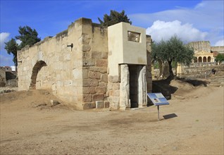 Moorish water cistern building inside Alcazaba fortress, Merida, Extremadura, Spain, Europe