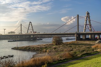 New construction of the A1 motorway bridge over the Rhine near Leverkusen, after completion of the