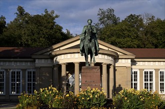 Equestrian statue of King Wilhelm I in front of Großer Kursaal, Königsplatz, Bad Cannstatt,