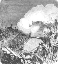 Attack on the redoubt at Stresow near Putbus on Rügen in 1715, Great Northern War, battle, rampart,