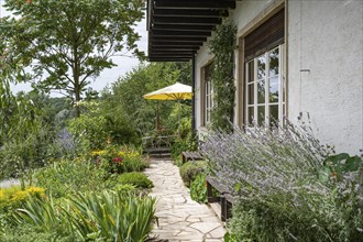 Garden terrace of the museum, Haus Dix art museum, former home and studio of the 20th century