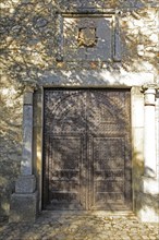 Historic doorway Museo de la Coria museum, medieval town of Trujillo, Caceres province,