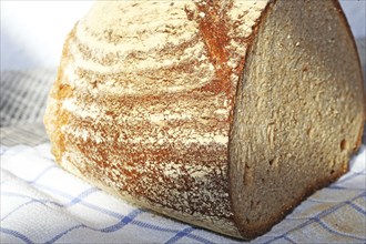 Close-up of a good, crusty sliced loaf of bread