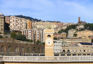 View from the Palazzo di Andrea Doria to the upper town of Genoa, Piazza dei Principe, Genoa. Italy