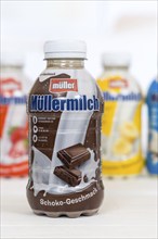 Müllermilch different flavours in the bottle of the company Theo Müller