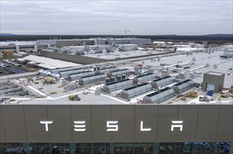 Aerial view of Tesla Giga Factory, battery factory, Grünheide, 28 01 2023