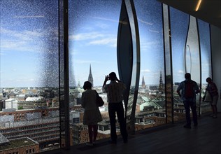 Europe, Germany, Hanseatic City of Hamburg, Elbe, Elbe Philharmonic Hall, Plaza, visitors, view