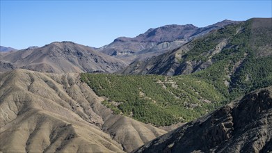 Mountain landscape on the Tizi-n-Tichka pass road, High Atlas, Morocco, Africa