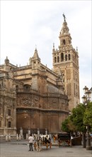 La Giralda tower of the cathedral originally built as a Moorish minaret in the twelfth century,