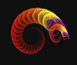 Abstract red spiral fractal background on the black