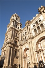 Baroque architecture exterior of the cathedral church of Malaga city, Spain, Santa Iglesia Catedral