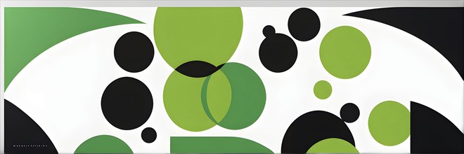 Minimalist illustration featuring abstract shapes to convey fun and ease, wallpaper with green