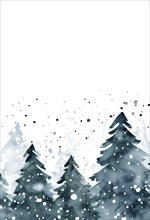 Abstract illustration of a white Christmas card with delicate hand-drawn illustrations, empty space