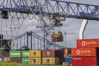 Container terminal at the Rhine port of Krefeld, inland port, 4th largest public port in North