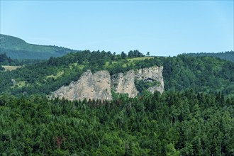 Majestic Dent du Marais overlooking Lac Chambon in Parc Naturel Régional des Volcans d'Auvergne,