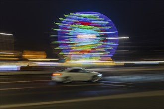 Augustus Market in Dresden. Ferris wheel with road traffic, Dresden, Saxony, Germany, Europe