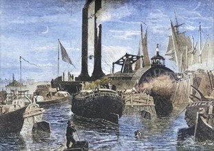 Grain fleet in New York harbour in the 1870s. From American Pictures Drawn With Pen And Pencil by