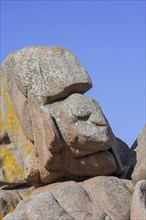 Strange rock formations and water, wind eroded boulders along the Côte de granit rose, Pink Granite