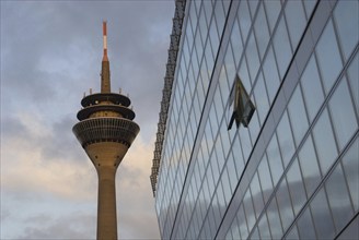 Europe, Germany, Düsseldorf, Rhine Tower, Rhine, architecture, building, tower, facade, glass