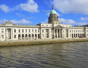 Neo-classical architecture of the Custom House building, city of Dublin, Ireland, Irish Republi,