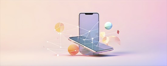 Abstract illustration wallpaper symbolizing the essence of mobile working, AI generated