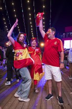 Fans of the Spanish football team at the Adidas fan zone at the Bundestag during the final match