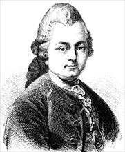 Portrait Gotthold Ephraim Lessing, important poet of the Enlightenment, 18th century, writer,