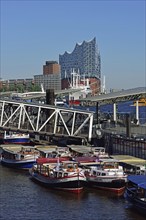 Germany, Hamburg, harbour, St. Pauli Landungsbrücken, Elbphilharmonie, Europe