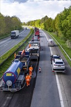 Motorway construction site on the A3 between Hünxe and Emmerich, in both directions, near Rees,