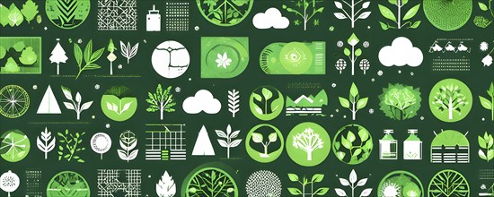 Abstract wallpaper with vector green eco friendly grid ornament symbolizing sustainability, AI