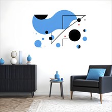 Minimalist illustration featuring abstract shapes to convey fun and ease, wallpaper with blue color