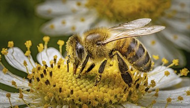 Animals, Symbol, Bee, Honey bee with pollen on its body, Apis mellifera, AI-generated, AI generated