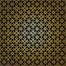 Geometric gold lace seamless pattern. Arabic tile lattice vector background.