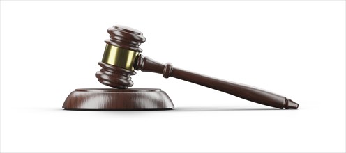 Wooden gavel isolated on a white background