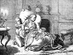 The dying King Frederick II, the Great, Sanssouci Palace, Hohenzollern, deathbed, fireplace,