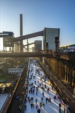 Ice rink at the Zollverein coking plant, Zollverein World Heritage Site, Essen, Germany, Europe