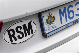 Vehicle registration number, International licence plate for the Republic of San Marino