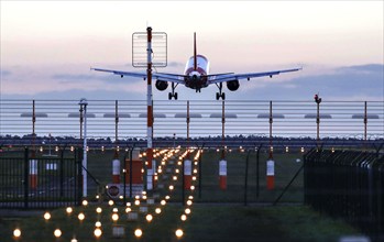 Landing of an aircraft at BER Berlin Brandenburg Airport, Schönefeld, 03/11/2021