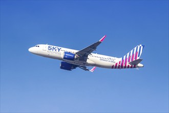 An Airbus A320neo aircraft of SKY Express with the registration SX-CRE at the airport in Munich,