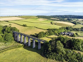 Cannington Viaduct from a drone, Uplyme, Lyme Regis, Dorset, Devon, England, United Kingdom, Europe