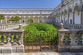 Inner courtyard with cloister of San Martino Monastery, Naples, Gulf of Naples, Campania, Italy,