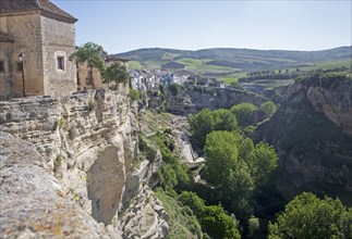 River Tajo limestone gorge cliffs, Alhama de Granada, Spain, Europe