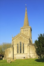 Church of Saint Mary the Virgin with steeple, Bishops Cannings, Wiltshire, England, UK