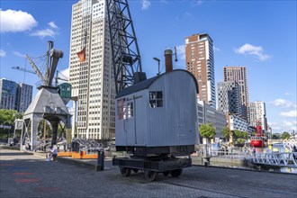 The Maritime Museum, outdoor area in the Leuvehaven, in Rotterdam, many old ships, boats, exhibits